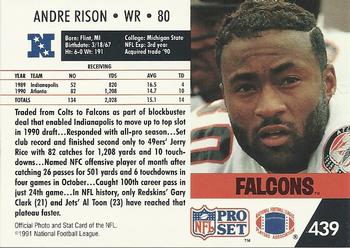 1991 Pro Set #439 Andre Rison Back