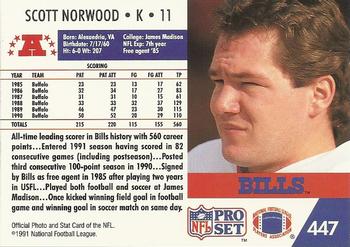 1991 Pro Set #447 Scott Norwood Back