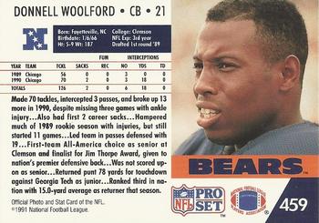 1991 Pro Set #459 Donnell Woolford Back