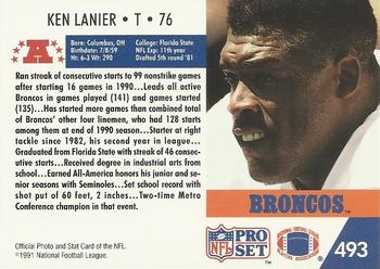 1991 Pro Set #493 Ken Lanier Back