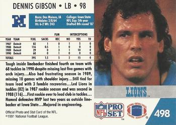 1991 Pro Set #498 Dennis Gibson Back