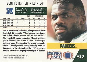 1991 Pro Set #512 Scott Stephen Back