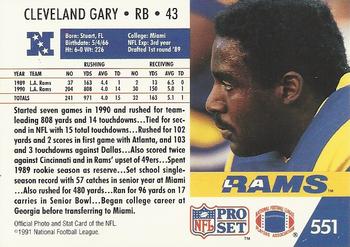 1991 Pro Set #551 Cleveland Gary Back