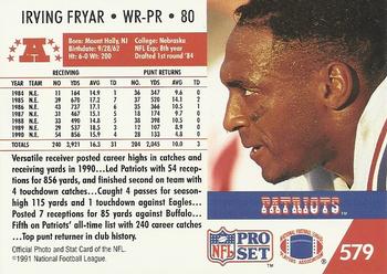 1991 Pro Set #579 Irving Fryar Back