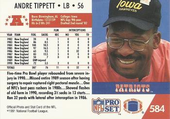1991 Pro Set #584 Andre Tippett Back