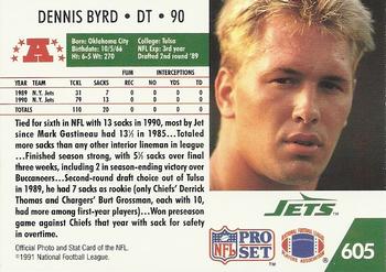 1991 Pro Set #605 Dennis Byrd Back