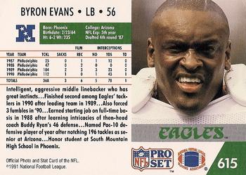 1991 Pro Set #615 Byron Evans Back