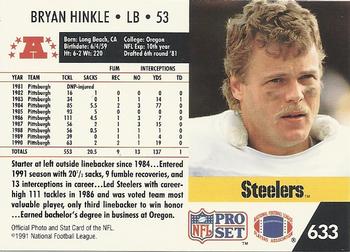 1991 Pro Set #633 Bryan Hinkle Back