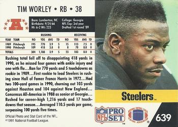 1991 Pro Set #639 Tim Worley Back