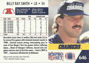 1991 Pro Set #646 Billy Ray Smith Back