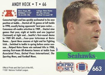 1991 Pro Set #663 Andy Heck Back