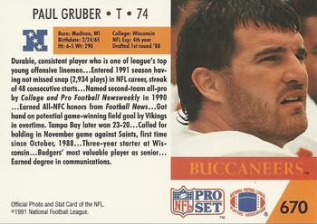 1991 Pro Set #670 Paul Gruber Back