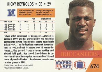 1991 Pro Set #674 Ricky Reynolds Back