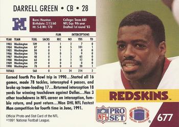1991 Pro Set #677 Darrell Green Back