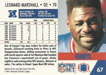 1991 Pro Set #67 Leonard Marshall Back