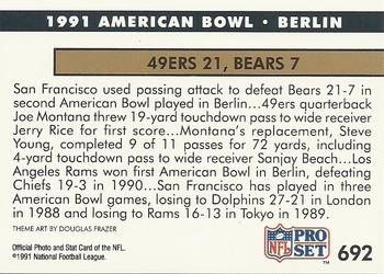 1991 Pro Set #692 1991 American Bowl * Berlin Back