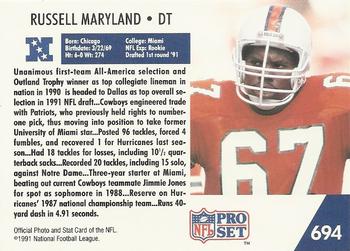 1991 Pro Set #694 Russell Maryland Back