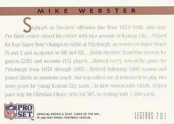 1991 Pro Set #701 Mike Webster Back