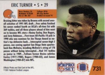 1991 Pro Set #731 Eric Turner Back