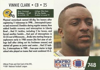 1991 Pro Set #748 Vinnie Clark Back