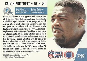 1991 Pro Set #749 Kelvin Pritchett Back