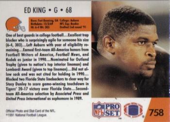 1991 Pro Set #758 Ed King Back