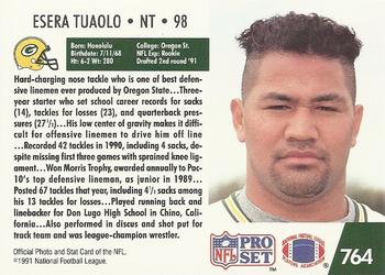1991 Pro Set #764 Esera Tuaolo Back