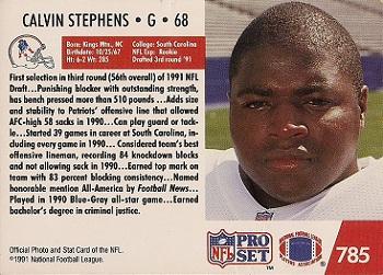 1991 Pro Set #785 Calvin Stephens Back