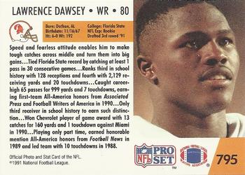 1991 Pro Set #795 Lawrence Dawsey Back