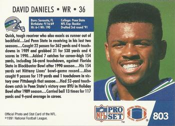 1991 Pro Set #803 David Daniels Back