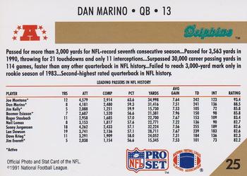 1991 Pro Set #25 Dan Marino Back