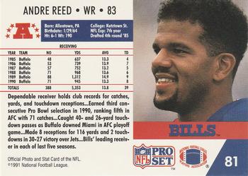 1991 Pro Set #81 Andre Reed Back