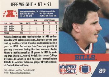1991 Pro Set #89 Jeff Wright Back