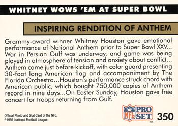 1991 Pro Set #350 Whitney Wows 'Em At Super Bowl Back