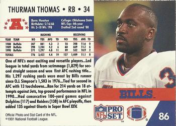 1991 Pro Set #86 Thurman Thomas Back