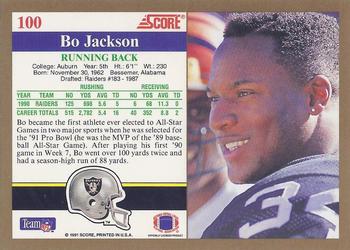 1991 Score #100 Bo Jackson Back