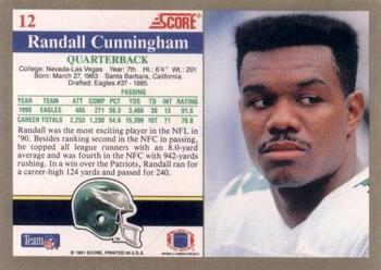 1991 Score #12 Randall Cunningham Back