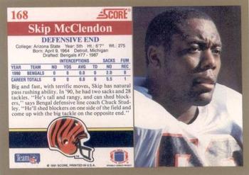 1991 Score #168 Skip McClendon Back