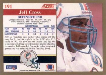 1991 Score #191 Jeff Cross Back