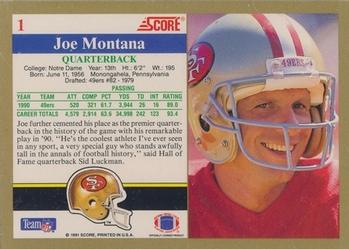 1991 Score #1 Joe Montana Back