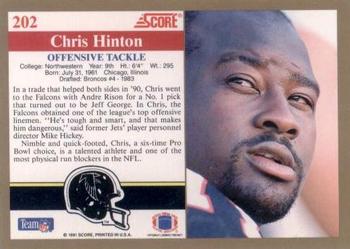 1991 Score #202 Chris Hinton Back