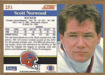 1991 Score #251 Scott Norwood Back