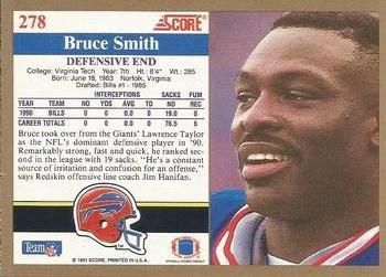 1991 Score #278 Bruce Smith Back