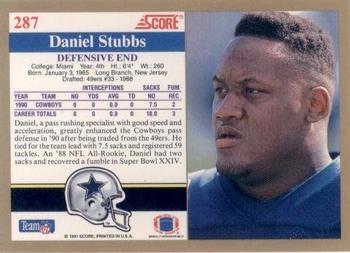 1991 Score #287 Daniel Stubbs Back