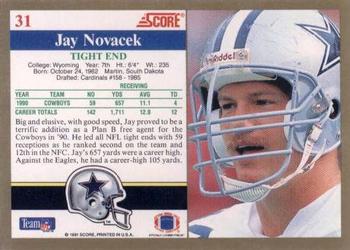 1991 Score #31 Jay Novacek Back