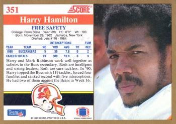1991 Score #351 Harry Hamilton Back