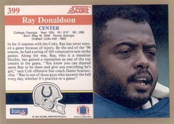 1991 Score #399 Ray Donaldson Back