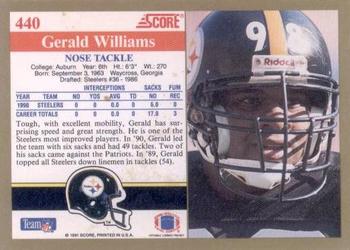 1991 Score #440 Gerald Williams Back