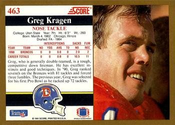 1991 Score #463 Greg Kragen Back