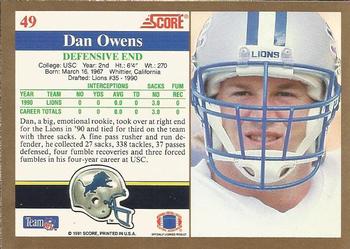 1991 Score #49 Dan Owens Back